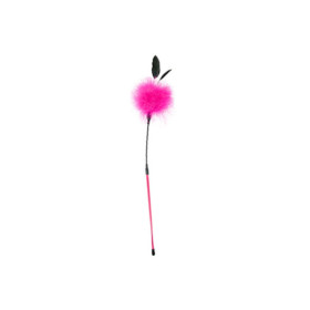Cravache pompon rose avec petites plumes 